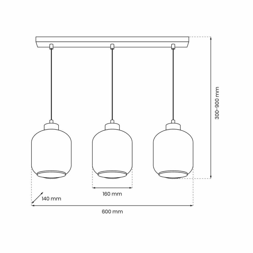 Lampada a sospensione Milagro Sombra MLP8371 3xE27 nera/ambra