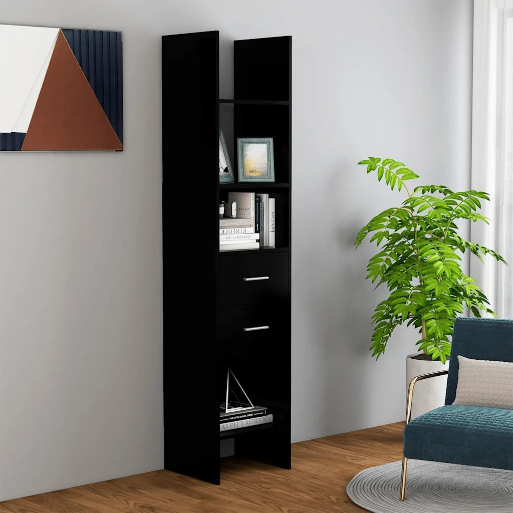 Libreria-Scaffale per Libri-Mobile di Stoccaggio Nera 40x35x180 cm in Legno Multistrato