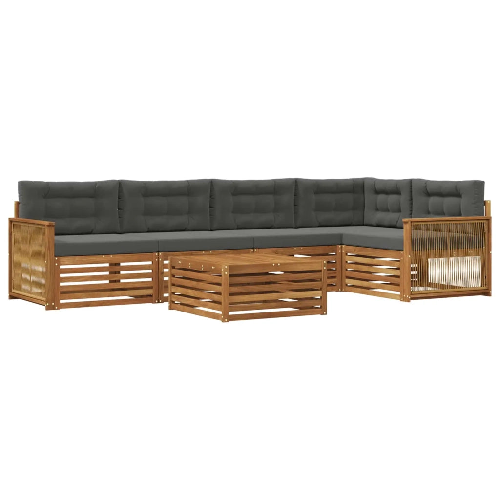 Set di divani da esterno con cuscino 6 pcs Naturale e Antracite