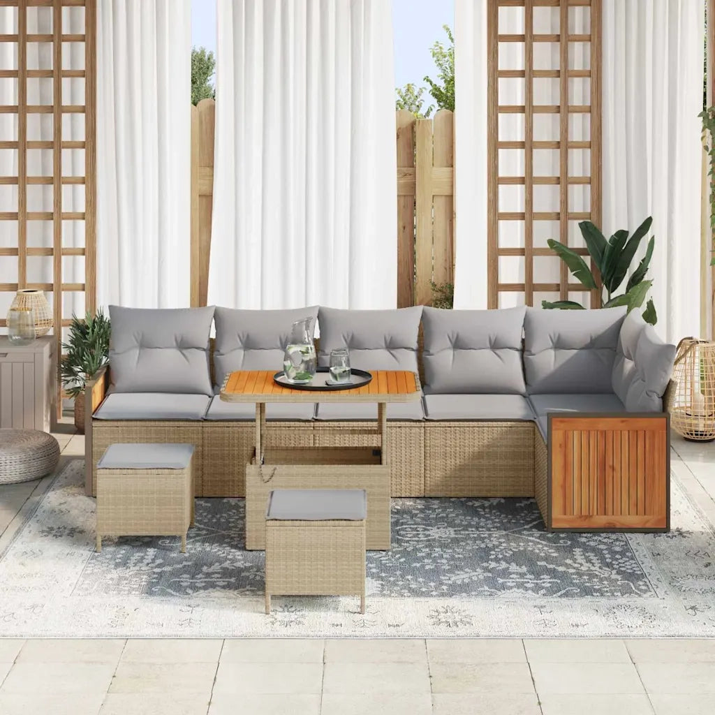 Set Divano da Giardino 11 pcs Beige e Grigio Chiaro polyrattan 3365277