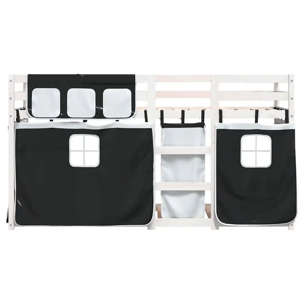 Letto singolo | Letto per adulti | Letto a Castello senza Materasso Bianco e Nero 75x190 cm inPino