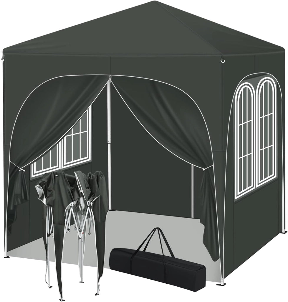 Gazebo Pieghevole 2x2m con 4 Pareti Rimovibili - Protezione Solare UPF 50+, Struttura Metallica Anti-Vento, 3 Regolazioni Altezza, Tendone da Giardino/Campeggio/Spiaggia - Verde