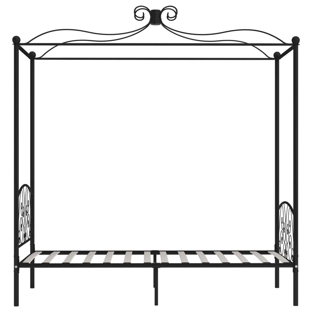 Letto a Baldacchino Nero in Metallo 100x200 cm 284475