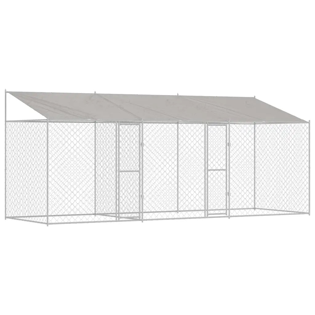 Gabbia per Cani con Tetto Argento 600 x 200 x 256 cm