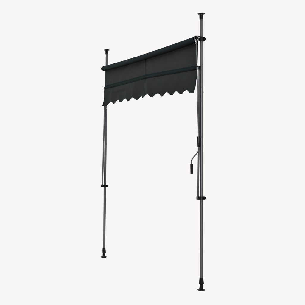 Tenda da Sole a Muro con Pali di Supporto Telescopici Parasole 150 x 120 cm (LxP) Nero pro.tec
