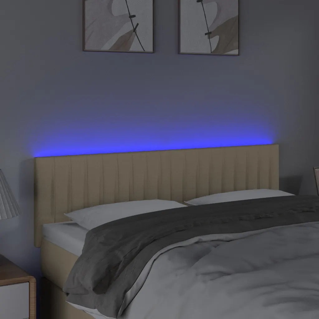 Testiera | Testata a LED Crema 144x5x78/88 cm in Tessuto