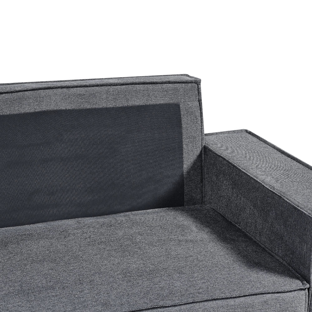 Divano letto angolare a destra Grigio Scuro Tessuto poliestere imbottito 3 posti a L con cuscini Funzione letto Stile moderno Soggiorno