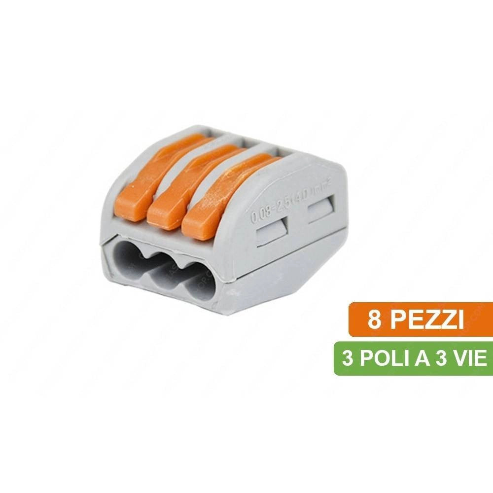 Trade Shop - Connettori Morsetti Multipli Con 8 Connettori Universali 3 Poli A 1 Via -