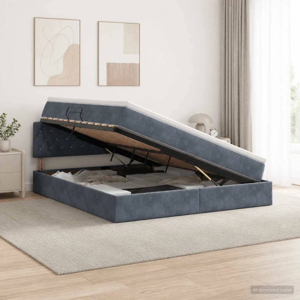 Letto con Contenitore Grigio Scuro 180 x 200 cm Velluto 3458764