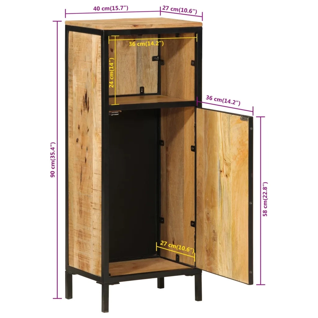 Mobile da Bagno | Armadio da bagno 40x27x90 cm in Legno Massello di Mango e Ferro