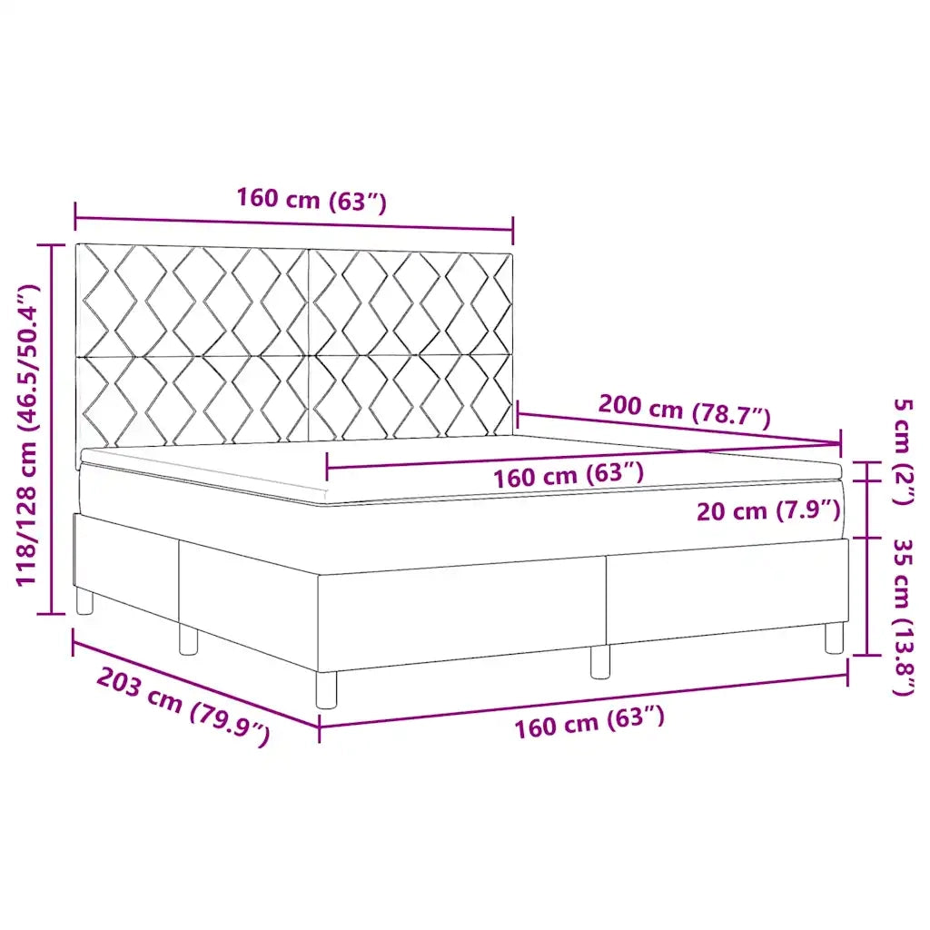 Letto a molle con materasso Blu Scuro 160 x 200 cm Velluto 3339912