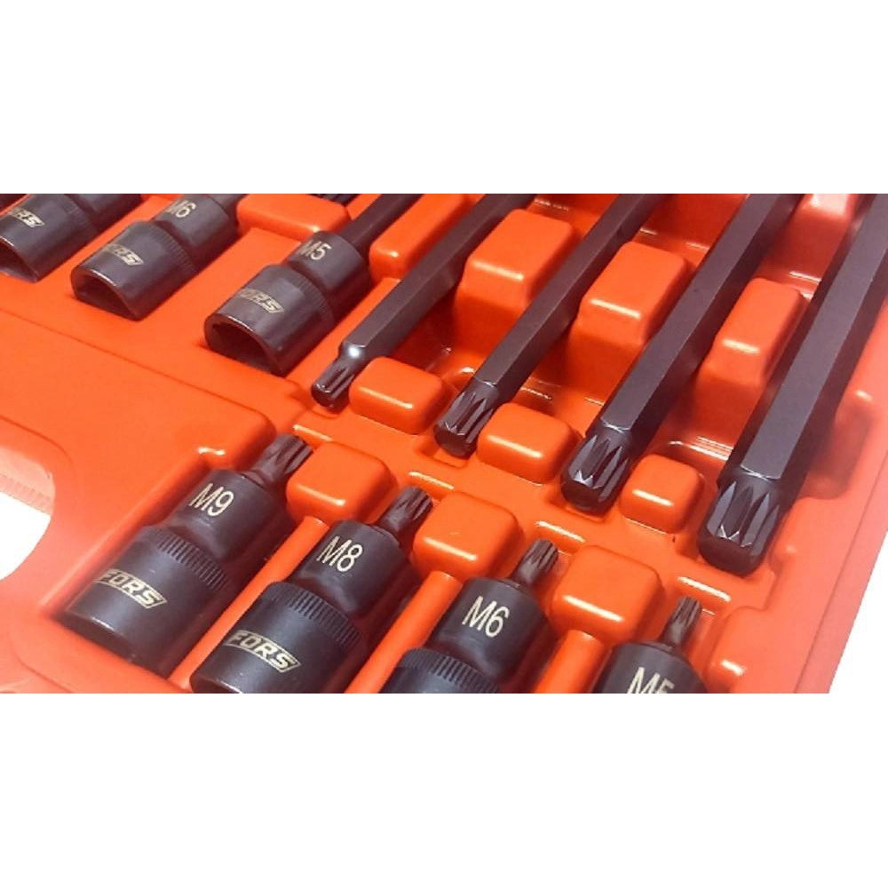 Trade Shop - Set 26 Pezzi Chiavi A Bussola Inserti Millerighe Xzn 1/2" Da M5 A M16 Fs-43614 -