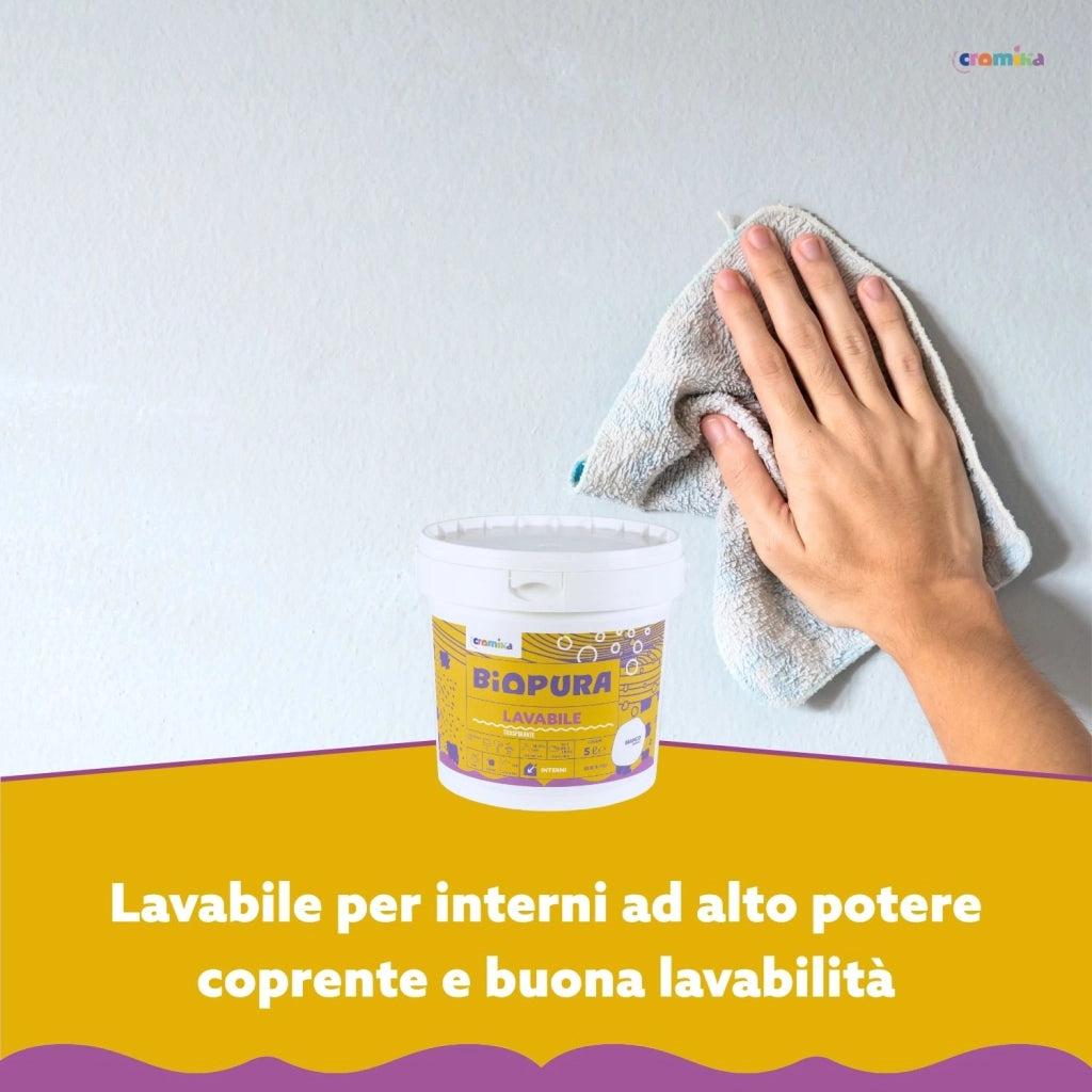 Superpittura lavabile traspirante interni alta copertura linea biopura cromika *** formato 5 lt, confezione 1