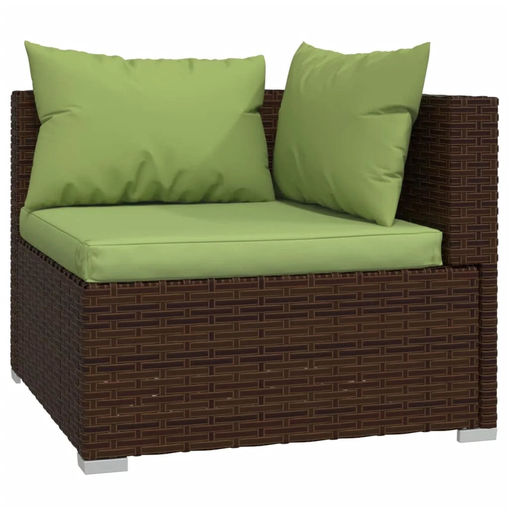 Set di mobili da giardino mobili da esterno 6 pezzi con cuscini resina intrecciata marrone 02_0016894