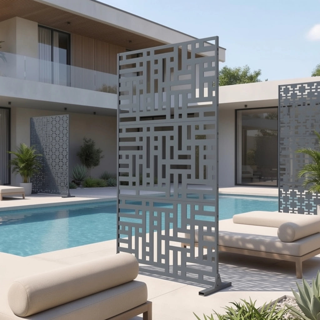 Pannello Divisorio Bernalda Struttura Traforata in Acciaio 180 x 90 cm Grigio Antracite casa.pro