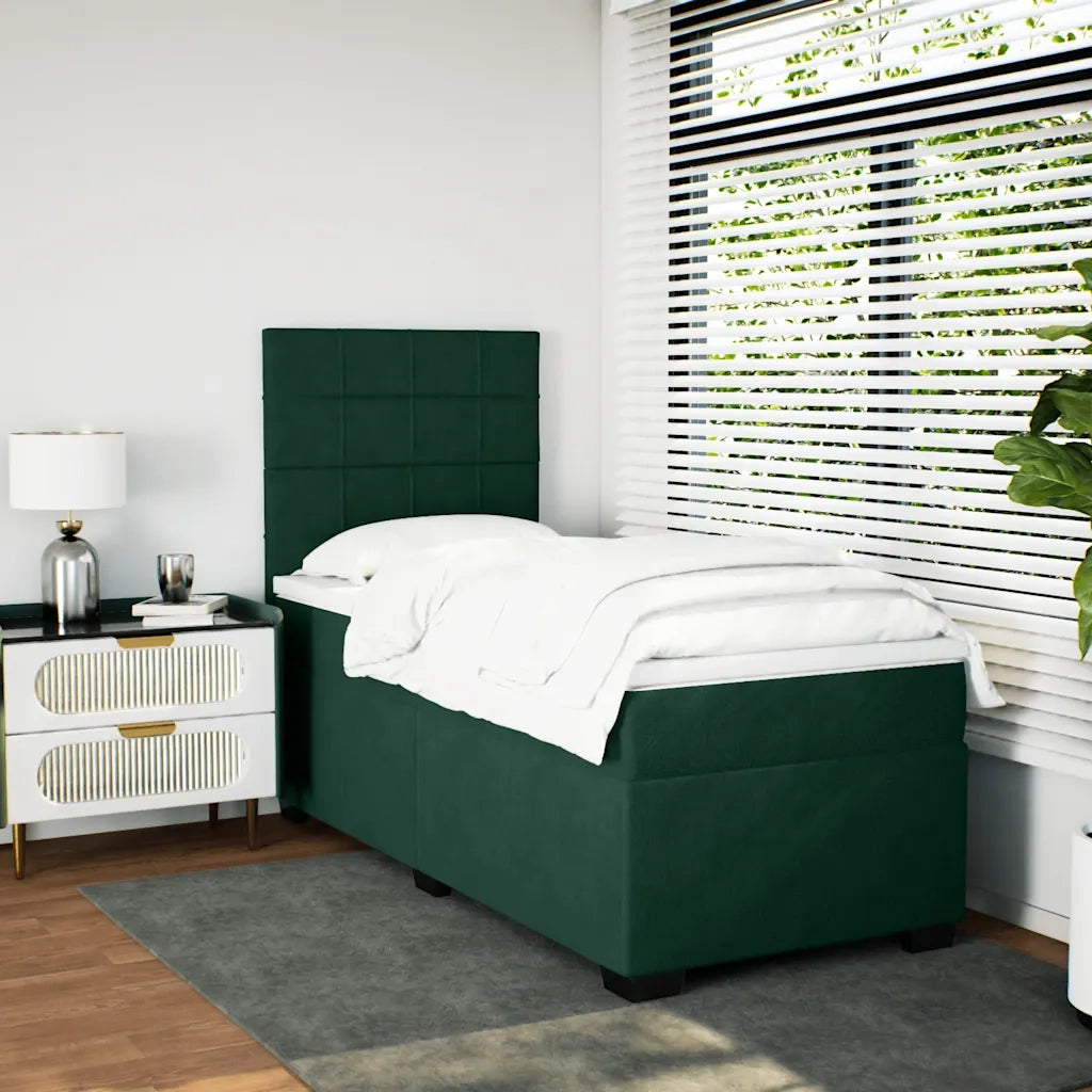Giroletto a Molle con Materasso Verde Scuro 90x190 cm Velluto 3293089