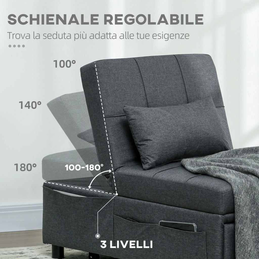 Poltrona Letto Singolo Reclinabile ¨C Zephmum ¨C Grigio Tessuto