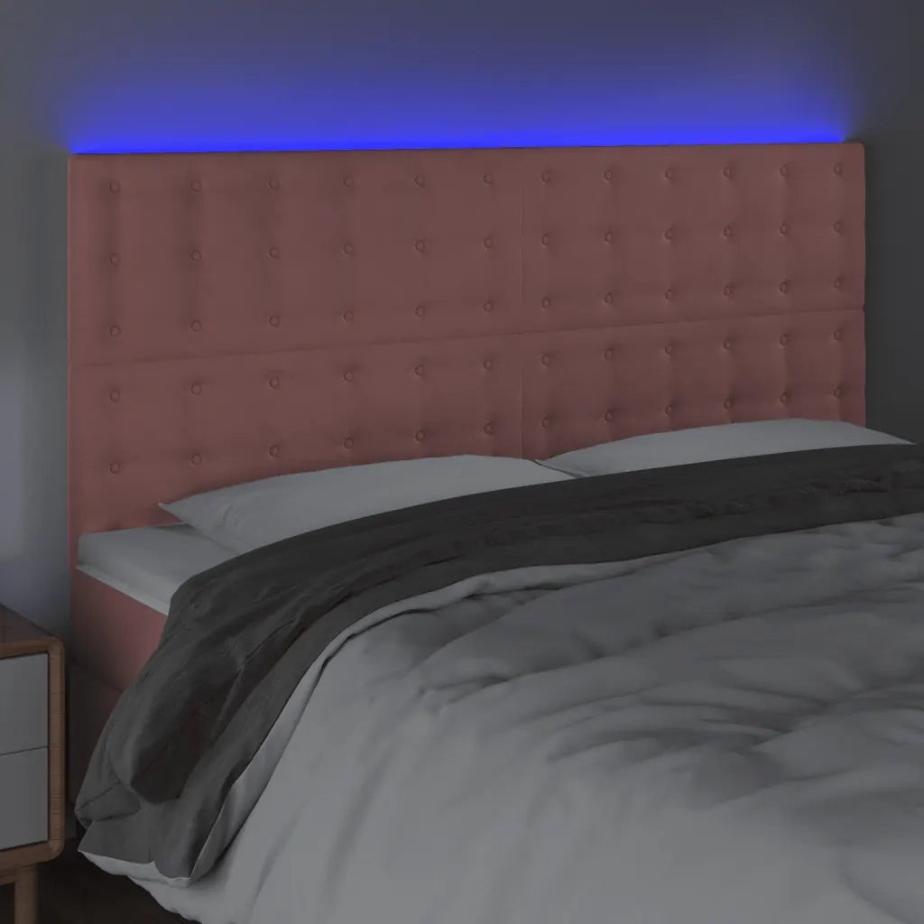 Testiera | Testata a LED Rosa 180x5x118/128 cm in Velluto