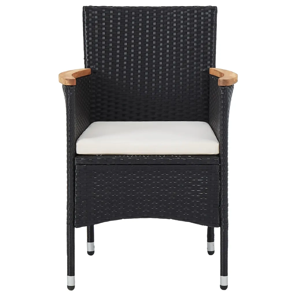 Set Mobili da Pranzo per Giardino 5 pz Nero Polyrattan e Acacia 3058326