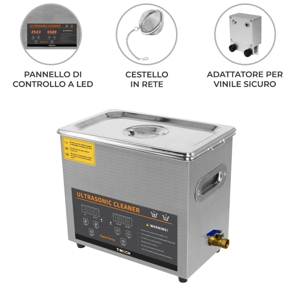 Pulitore digitale ad ultrasuoni 6L in acciaio Ultra Sonic bagno di pulizia serbatoio Timer riscaldatore
