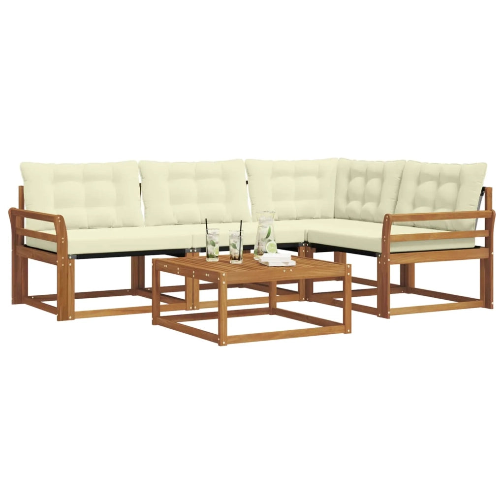 Set di divani da esterno con cuscino 5 pcs Naturale e Crema