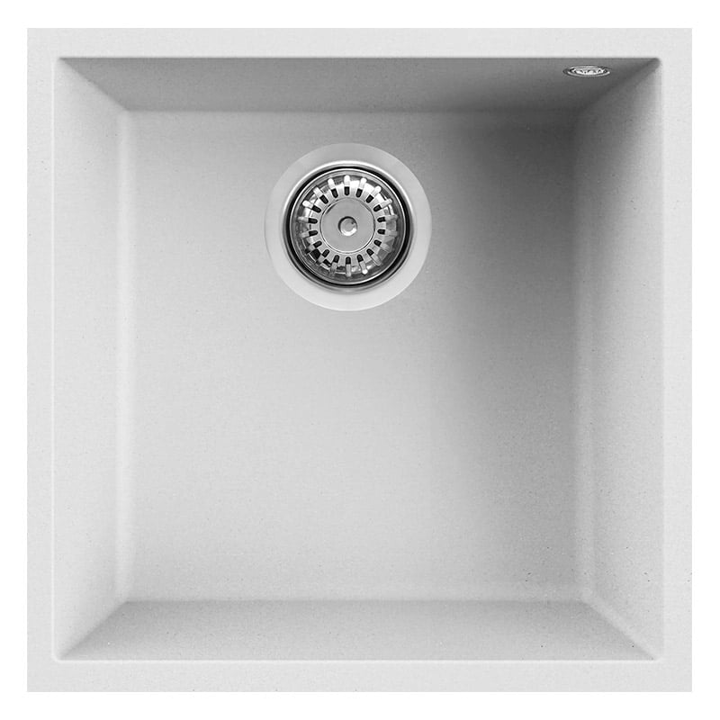 Lavello Elleci Incasso 1 vasca 44x44 Quadra 102 Sottotop Keratek Plus White Bianco Assoluto LKQ10296BSO