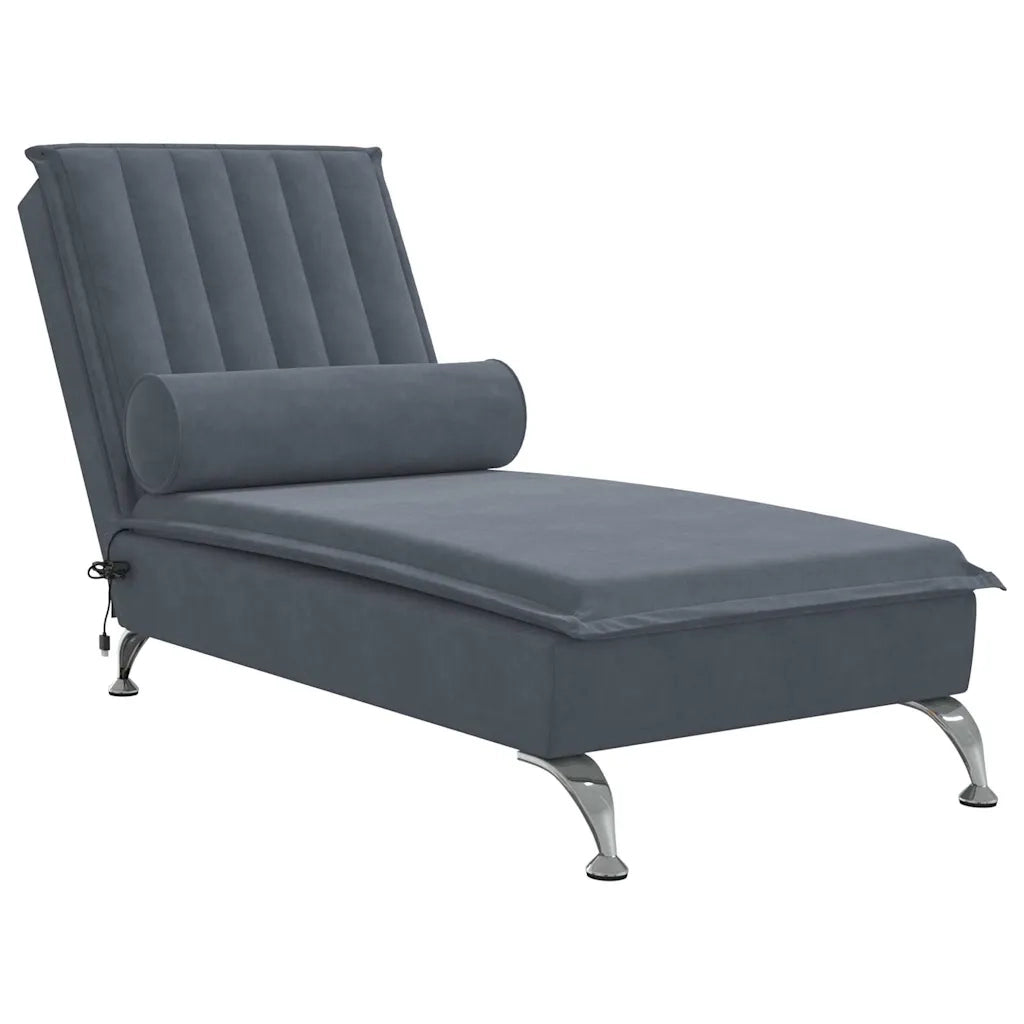Chaise Longue Massaggi con Capezzale Grigio Scuro in Velluto CFW7889978