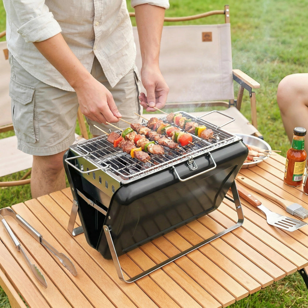 Griglia Barbecue a Carbone Smoker ¨C zephmum ¨C Acciaio Inox Nero 40x28x25.5cm
