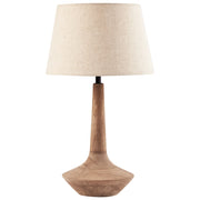 Lampada da tavolo marrone scuro e beige paralume in lino e cotone base in legno di mango 54 cm luce singola design moderno