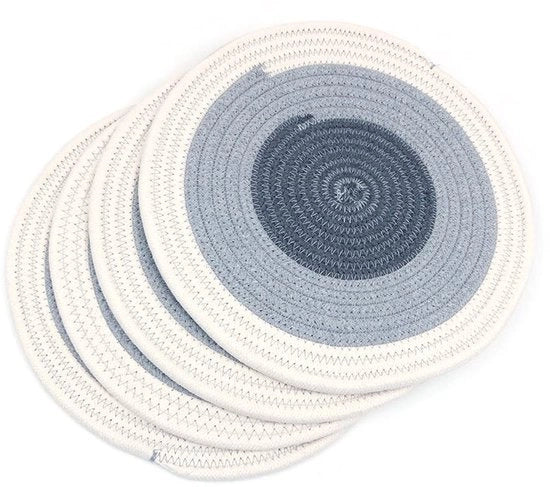 Set di Tavoliere da Cucina da 4 - Tavoliere Ronde - Resistente al Calore - Antiscivolo - Cotone - Diametro 30 cm - Tavoliere da Cucina