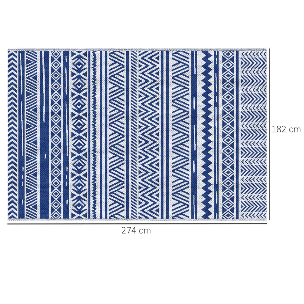 Tappeto Reversibile 182x274 cm ¨C zephmum ¨C Blu Scuro e Bianco