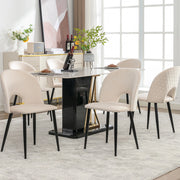 Set di 2 sedie da pranzo imbottite in velluto beige con gambe regolabili