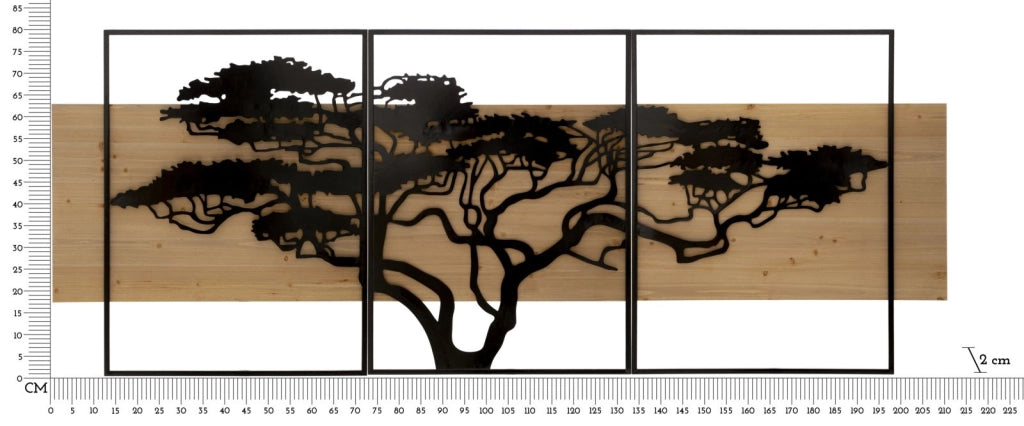 Pannello da Muro Lagos Ferro e Wood Set 3pz 204x2x80 cm in Ferro e MDF Nero e Marrone