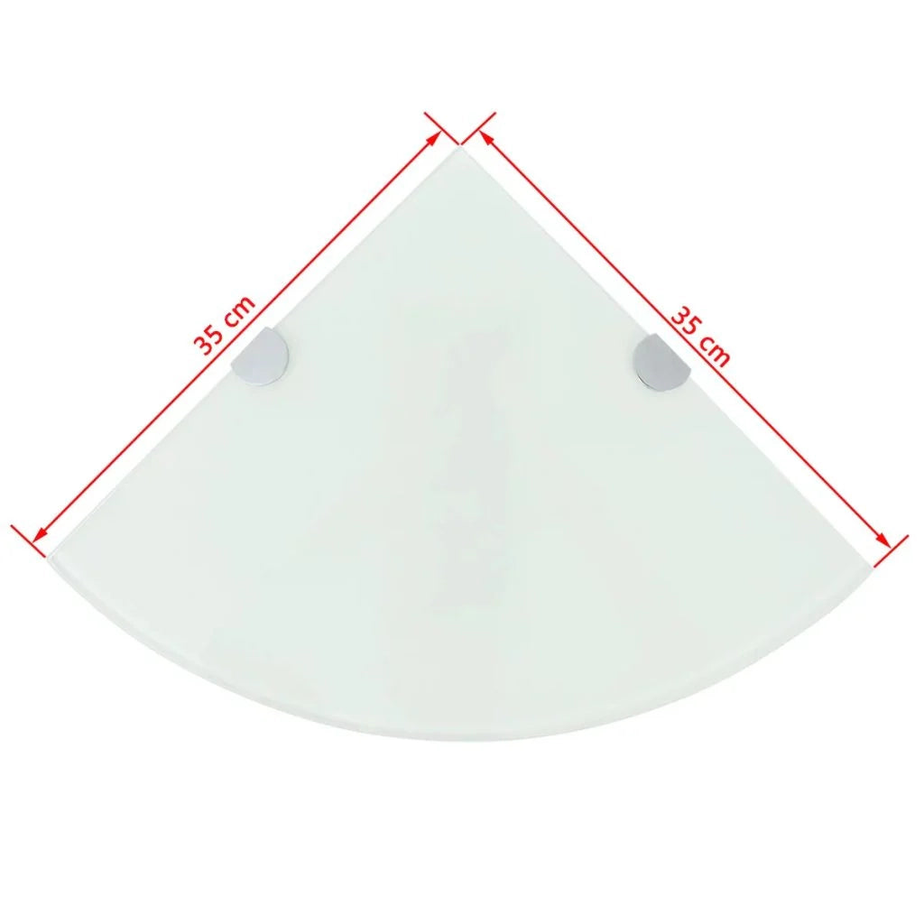 Mensola angolare con staffe cromate e vetro bianco 35 x 35 cm 2702224/2