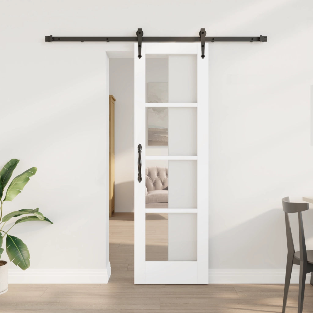 Set porta scorrevole  con accessori bianchi 61x198.5 cm Legno massiccio di pino