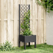 Fioriera da giardino con traliccio-Vaso da Esterno-Vaso con Griglia Nera 40x40x142 cm in PP