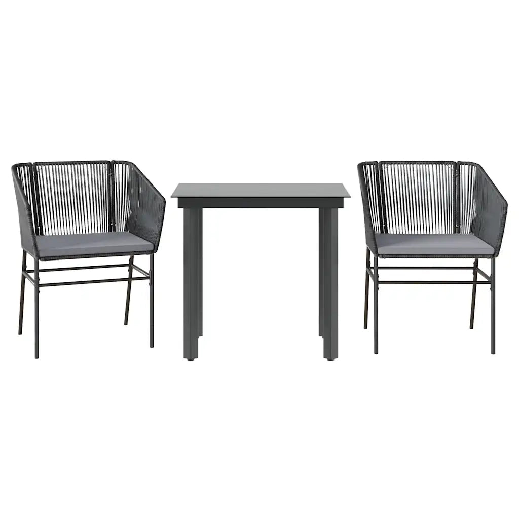 Set da Pranzo da Giardino 3 pz | Set Salotto da Giardino con Cuscini Polyrattan Vetro