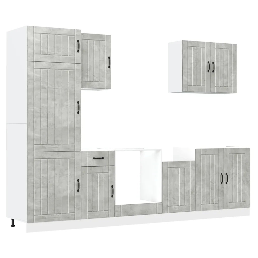 Set Mobili da Cucina 7 pz Lucca Grigio Cemento in Truciolato 3314775