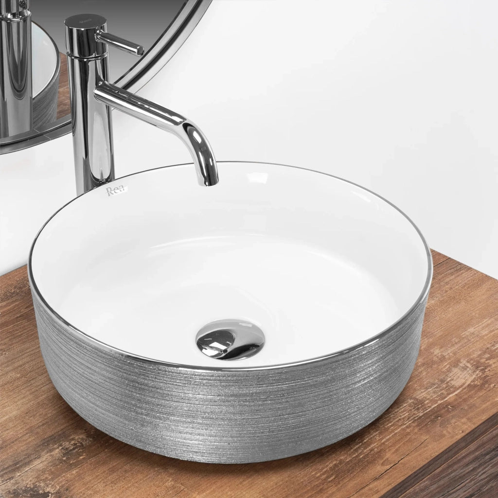 Lavabo Da Appoggio Rea Sami Brush Silver