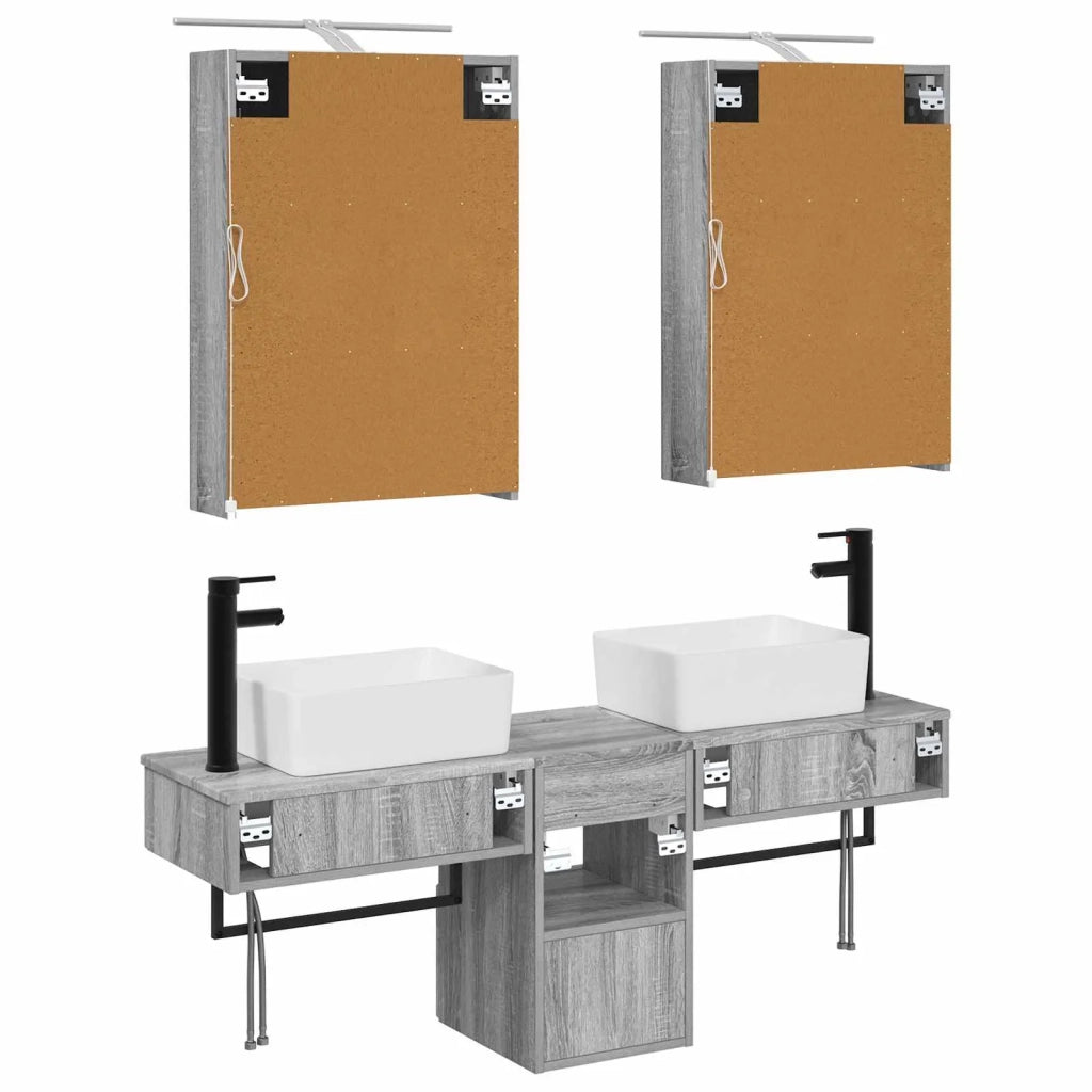 Set di Armadi da Bagno 5 pcs Sonoma grigio 50 x 14,5 x 70 cm 3406316