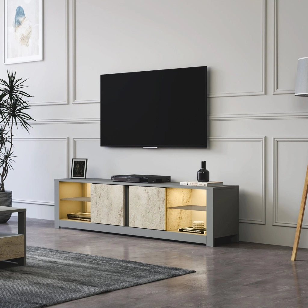 Porta TV in legno "Aydos" 180 x 35 x 45 cm - Grigio