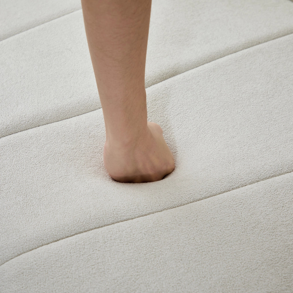 DIVANO MODULARE CURVO A 6 POSTI Beige in Chenille con 2 cuscini