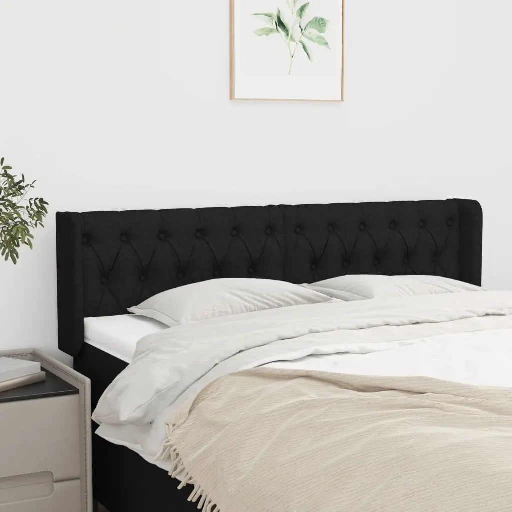 Testiera ad Orecchio Nera 147x16x78/88 cm in Tessuto 3119104