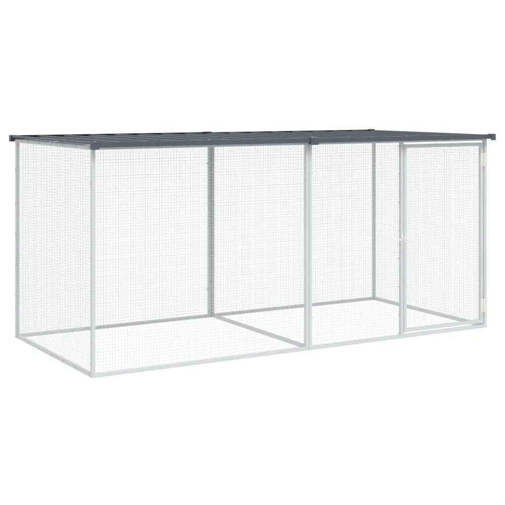 Gabbia per polli con tetto antracite 203x98x90 cm in acciaio zincato 3189049