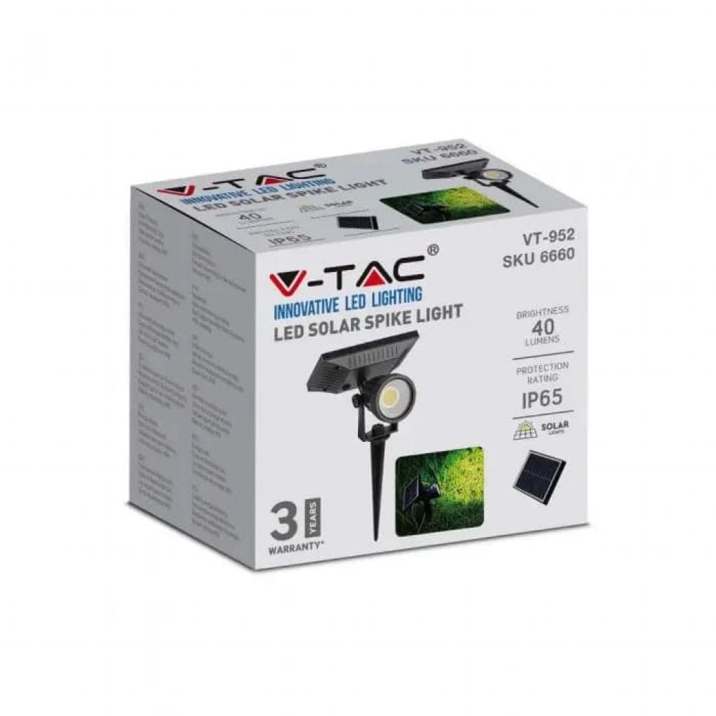 Faretto 2W LED da giardino con pannello solare IP65 6400K