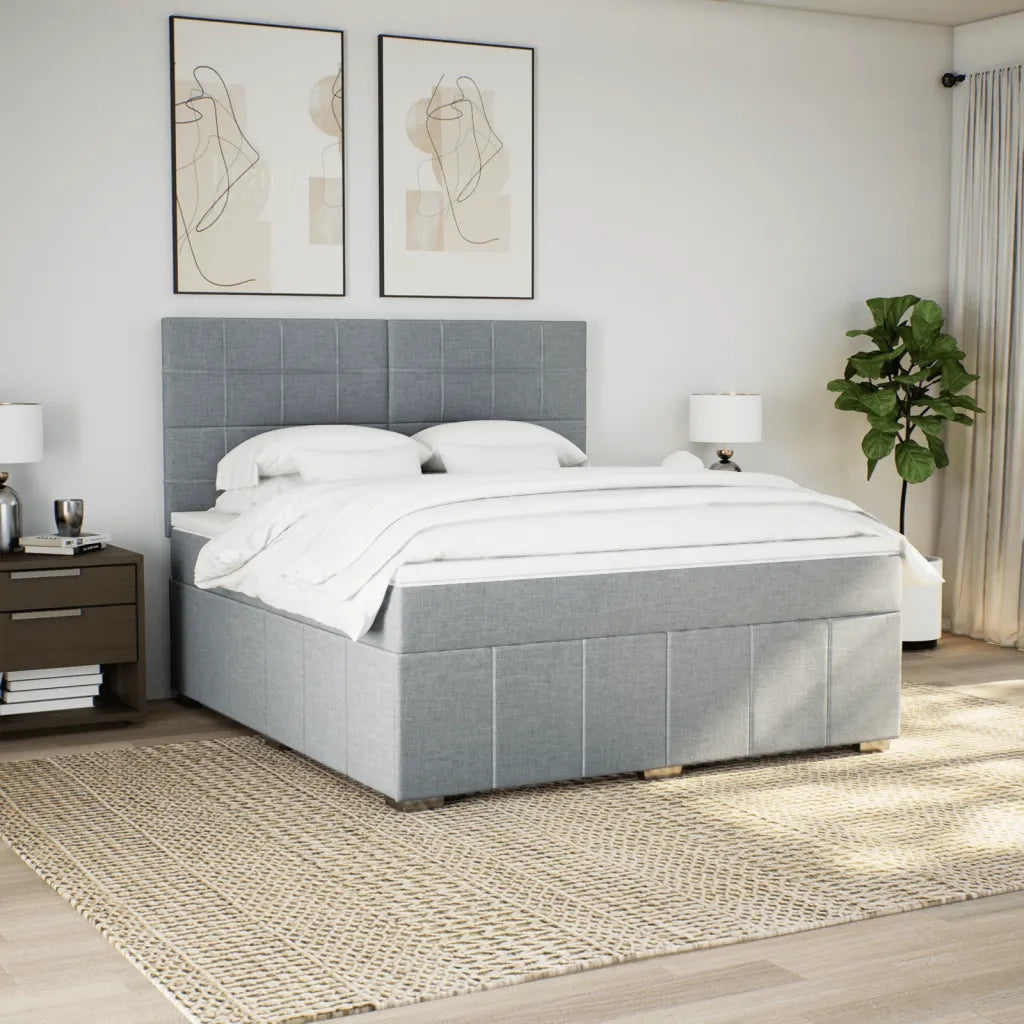 Giroletto a Molle con Materasso Grigio Chiaro180x200 cm Tessuto
