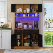 Mobile buffet da cucina 100x40x180 cm con LED APP, prese USB e cassetti