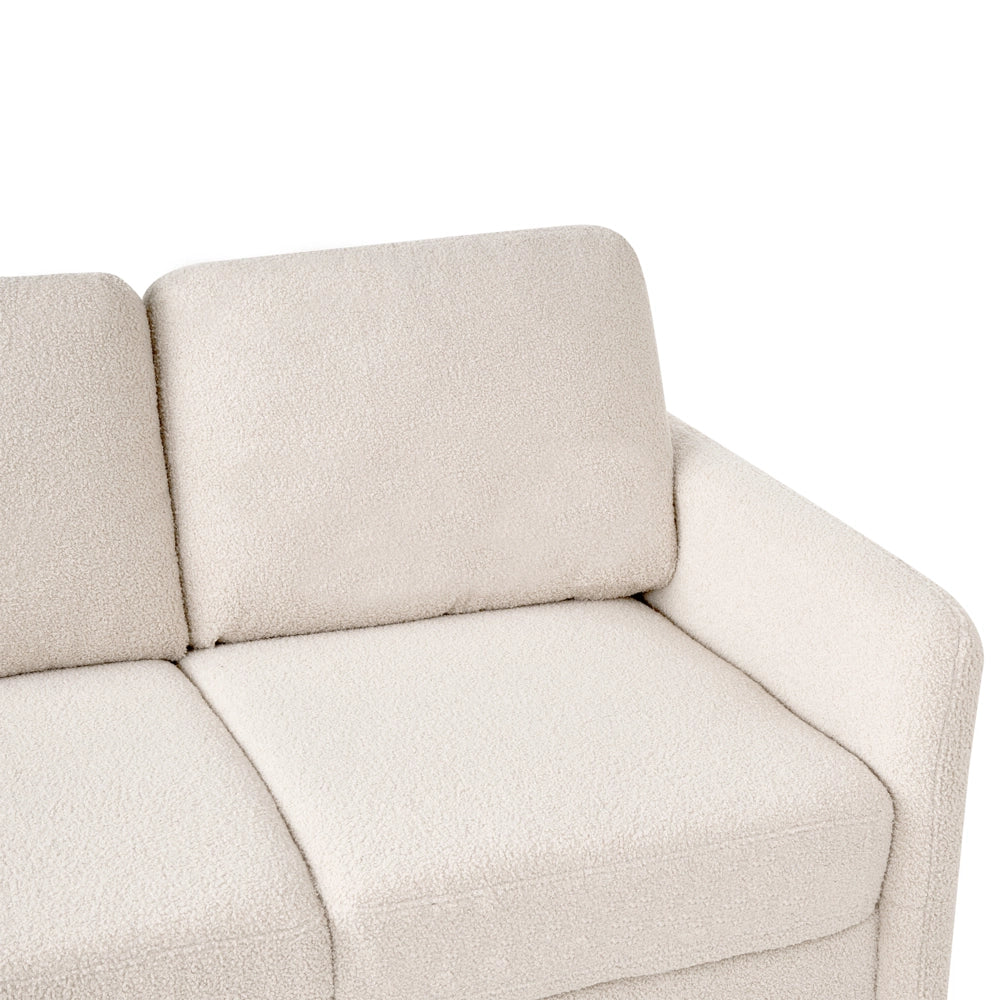 Divano a 2 posti rivestito in velluto a coste con poggiabraccia beige chiaro stile moderno soggiorno
