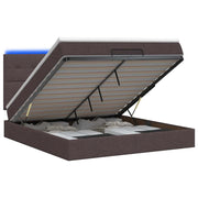 Letto Ottomano con Materasso e LED Marrone Scuro 140 x 200 cm 3458079
