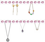 Organizzatore di gioielli a forma di vetro, con 12 ganci a forma di riquadro, appendioggetti per collane, regalo per ragazze e donne, 2-pack (rosa)